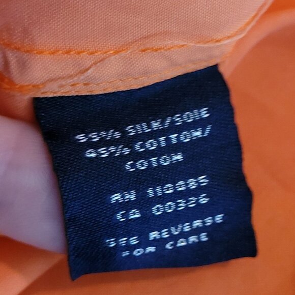 Lincs Silk Blend Peach Coral orange long sleeve Button up Mens Size large - Picture 7 of 13